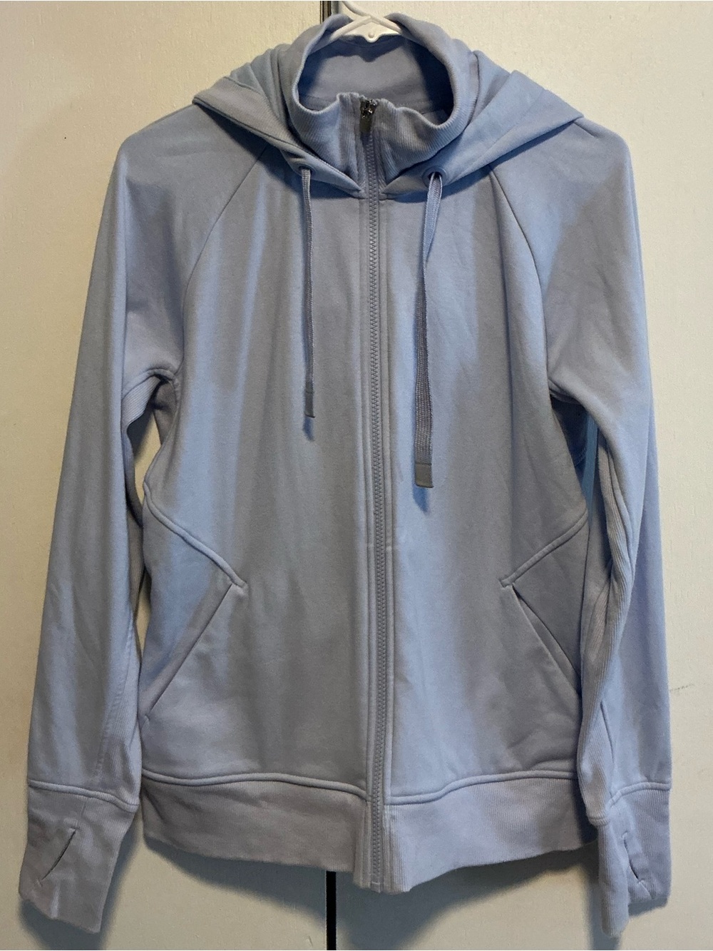 Athleta Light Blue Full-Zip Hooded Sweatshirt